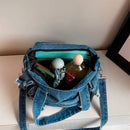 Bolsa Tote Jeans Feminina Grande Capacidade – Estilo Casual para Faculdade, Trabalho e Dia a Dia