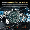 Relógio Masculino POEDAGAR® Luxury Chronograph 960 em Aço Inoxidável – Calendário, Ponteiros Luminosos e Resistência à Água