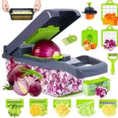 Cortador Multifuncional de Legumes e Vegetais – Fatiador, Ralador e Triturador Manual para Cozinha