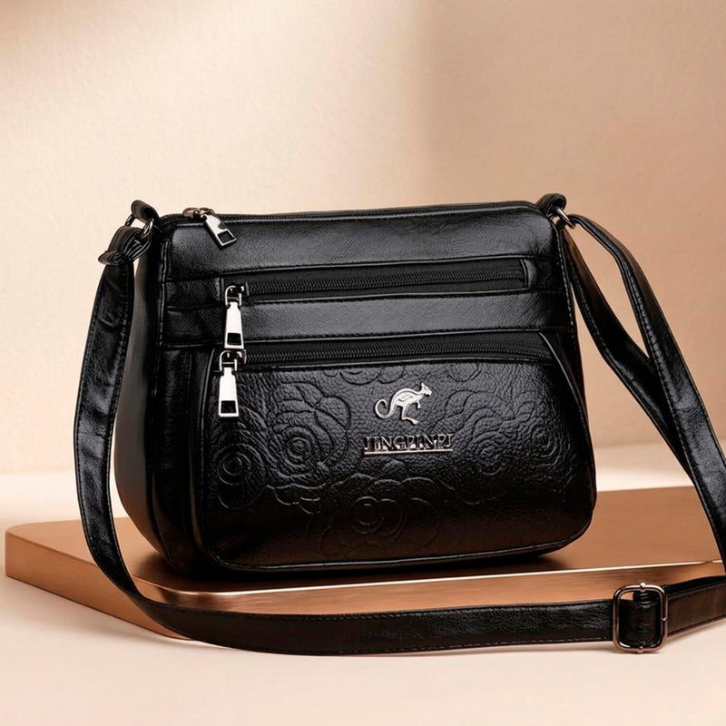 Bolsa Feminina Preta de Couro com Grande Capacidade e Divisórias – Elegante e Resistente