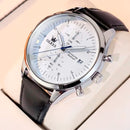 Relógio Masculino OLEVS 2880 Original em Couro – Quartz Premium com Calendário, Resistente à Água e Design Executivo