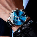 Relógio Masculino OLEVS 2880 Original em Couro – Quartz Premium com Calendário, Resistente à Água e Design Executivo