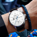 Relógio Masculino OLEVS 2880 Original em Couro – Quartz Premium com Calendário, Resistente à Água e Design Executivo