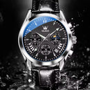 Relógio Masculino OLEVS 2876 Luxo Couro Genuíno Cronógrafo Moon Phase Calendário Automático À Prova d'Água Quartzo Premium