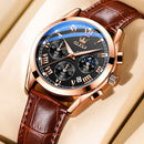 Relógio Masculino OLEVS® 2871 Moon Phase Premium – Couro Genuíno, Calendário Automático e Design Luxuoso
