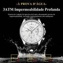 Relógio Masculino POEDAGAR 989 Luxo Cronógrafo – Pulseira de Couro, Calendário e Resistência à Água