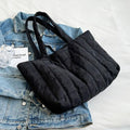 Bolsa Feminina Grande Capacidade em Nylon – Tote Casual Elegante para Outono e Inverno