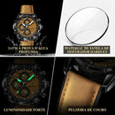Relógio Masculino POEDAGAR® 692 Luxury Chronograph – Quartz Original em Couro, À Prova d'Água, Data e Ponteiros Luminosos