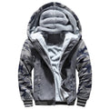 Jaqueta Masculina Camuflada com Capuz e Forro Fleece – Casaco de Inverno Grosso e Quente