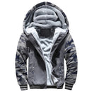 Jaqueta Masculina Camuflada com Capuz e Forro Fleece – Casaco de Inverno Grosso e Quente