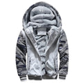 Jaqueta Masculina Camuflada com Capuz e Forro Fleece – Casaco de Inverno Grosso e Quente
