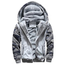 Jaqueta Masculina Camuflada com Capuz e Forro Fleece – Casaco de Inverno Grosso e Quente