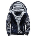 Jaqueta Masculina Camuflada com Capuz e Forro Fleece – Casaco de Inverno Grosso e Quente