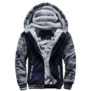 Jaqueta Masculina Camuflada com Capuz e Forro Fleece – Casaco de Inverno Grosso e Quente