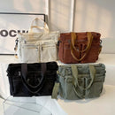 Bolsa Mensageiro em Veludo Cotelê Grande Capacidade – Bolsa Tote Feminina Multi Compartimentos para Trabalho, Viagens e Uso Diário