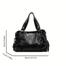 Bolsa Feminina Vintage Grande Capacidade com Zíper – Elegante para Trabalho, Viagens e Uso Diário