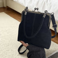 Bolsa Feminina Retrô Grande Capacidade em Couro Sintético – Bolsa de Ombro e Transversal com Fecho Clássico para Trabalho e Uso Diário