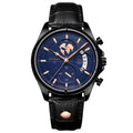 Relógio Masculino POEDAGAR 989 Luxo Cronógrafo – Pulseira de Couro, Calendário e Resistência à Água