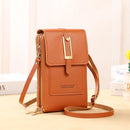 Bolsa Feminina Transversal com Carteira e Compartimento Touch Screen para Celular – Couro Macio, Compacta e Prática para o Dia a Dia