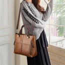 Bolsa Feminina Retrô de Couro com Dois Bolsos e Zíper – Bolsa de Ombro e Transversal para Trabalho, Negócios e Uso Diário