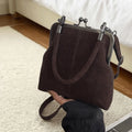 Bolsa Feminina Retrô Grande Capacidade em Couro Sintético – Bolsa de Ombro e Transversal com Fecho Clássico para Trabalho e Uso Diário