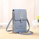 Bolsa Feminina Transversal com Carteira e Compartimento Touch Screen para Celular – Couro Macio, Compacta e Prática para o Dia a Dia