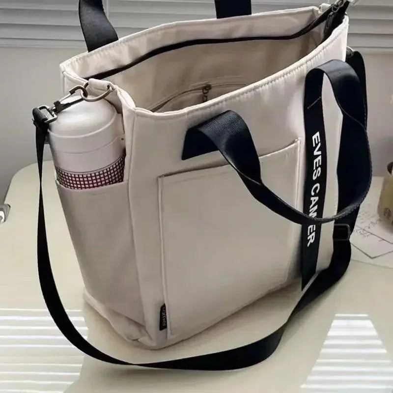Bolsa Feminina de Nylon Impermeável com Grande Capacidade – Tote Bag Casual Transversal e de Ombro