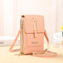 Bolsa Feminina Transversal com Carteira e Compartimento Touch Screen para Celular – Couro Macio, Compacta e Prática para o Dia a Dia
