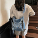 Bolsa Tote Jeans Feminina Grande Capacidade – Estilo Casual para Faculdade, Trabalho e Dia a Dia