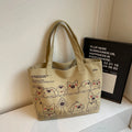 Bolsa Tote Feminina em Canvas Grande Capacidade – Bolsa Coreana Casual com Estampa Animal para Trabalho e Uso Diário