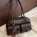 Bolsa Feminina Marrom com Múltiplos Bolsos Grande Capacidade – Bolsa Transversal e de Ombro para Trabalho e Uso Diário