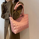 Bolsa Feminina Grande Capacidade em Nylon – Tote Casual Elegante para Outono e Inverno