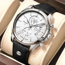 Relógio Masculino POEDAGAR 989 Luxo Cronógrafo – Pulseira de Couro, Calendário e Resistência à Água