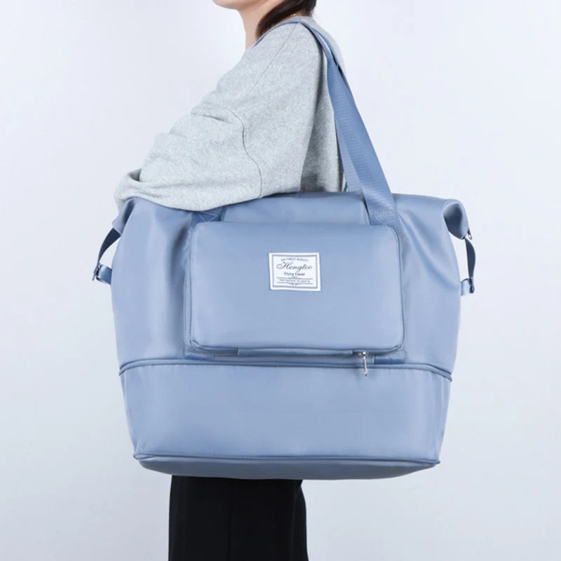 Bolsa de Viagem Expansível Grande Capacidade Impermeável – Organizadora Dobrável para Roupas e Bagagem