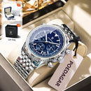 Relógio Masculino POEDAGAR® Luxury Chronograph 960 em Aço Inoxidável – Calendário, Ponteiros Luminosos e Resistência à Água