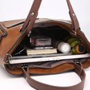 Bolsa Feminina Retrô de Couro com Dois Bolsos e Zíper – Bolsa de Ombro e Transversal para Trabalho, Negócios e Uso Diário