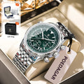 Relógio Masculino POEDAGAR® Luxury Chronograph 960 em Aço Inoxidável – Calendário, Ponteiros Luminosos e Resistência à Água
