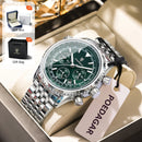 Relógio Masculino POEDAGAR® Luxury Chronograph 960 em Aço Inoxidável – Calendário, Ponteiros Luminosos e Resistência à Água