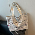 Bolsa Tote Feminina em Canvas Grande Capacidade – Bolsa Coreana Casual com Estampa Animal para Trabalho e Uso Diário