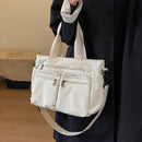 Bolsa Mensageiro em Veludo Cotelê Grande Capacidade – Bolsa Tote Feminina Multi Compartimentos para Trabalho, Viagens e Uso Diário