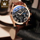 Relógio Masculino OLEVS® 2871 Moon Phase Premium – Couro Genuíno, Calendário Automático e Design Luxuoso