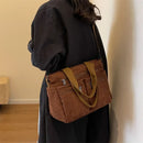 Bolsa Mensageiro em Veludo Cotelê Grande Capacidade – Bolsa Tote Feminina Multi Compartimentos para Trabalho, Viagens e Uso Diário