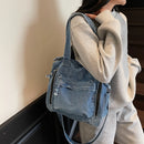 Bolsa Tote Jeans Feminina Grande Capacidade – Estilo Casual para Faculdade, Trabalho e Dia a Dia
