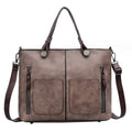 Bolsa Feminina Retrô de Couro com Dois Bolsos e Zíper – Bolsa de Ombro e Transversal para Trabalho, Negócios e Uso Diário