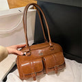 Bolsa Feminina Marrom com Múltiplos Bolsos Grande Capacidade – Bolsa Transversal e de Ombro para Trabalho e Uso Diário