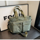 Bolsa Mensageiro em Veludo Cotelê Grande Capacidade – Bolsa Tote Feminina Multi Compartimentos para Trabalho, Viagens e Uso Diário
