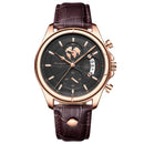 Relógio Masculino POEDAGAR 989 Luxo Cronógrafo – Pulseira de Couro, Calendário e Resistência à Água