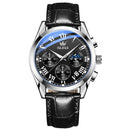 Relógio Masculino OLEVS® 2871 Moon Phase Premium – Couro Genuíno, Calendário Automático e Design Luxuoso