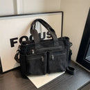 Bolsa Mensageiro em Veludo Cotelê Grande Capacidade – Bolsa Tote Feminina Multi Compartimentos para Trabalho, Viagens e Uso Diário