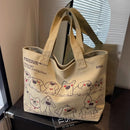 Bolsa Tote Feminina em Canvas Grande Capacidade – Bolsa Coreana Casual com Estampa Animal para Trabalho e Uso Diário